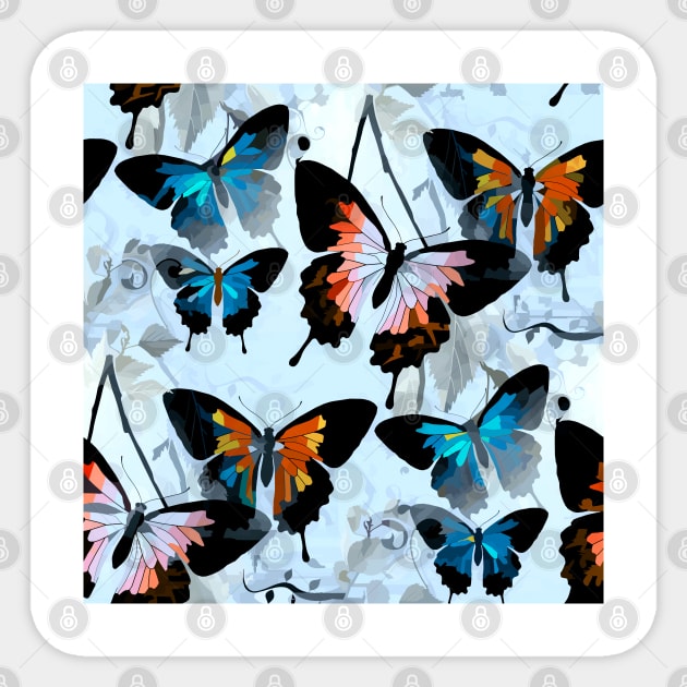 Exquisite Magnificent Watercolor Butterflies in Vivid Eclectic Colors Sticker by Nisuris Art
